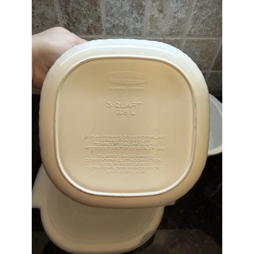 Vtg RUBBERMAID Microwave Cookware‎ 5 piece SET With Lids Beige Almond Steamer
